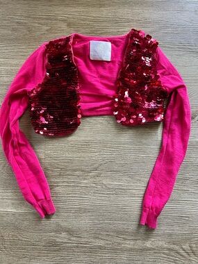 Kids 8/10 Hot Pink Sequin Barbiecore Cropped Long Sleeve Bolero Justice